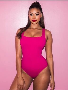 TA3 Squarey Snatched Lace Up Swimsuit Pink XL Regular/ Long